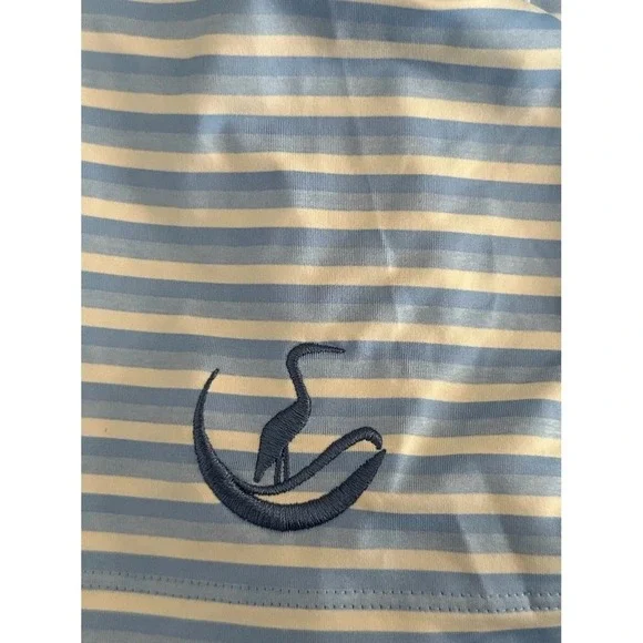 IBKUL Golf Polo Mens XL Blue Stripe UPF 50 Performance Sanctuary Golf Club Logo - Picture 6 of 6